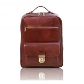 イタリア製ベジタブルタンニンレザーのPC搬送リュック KYOTO、ブラウン