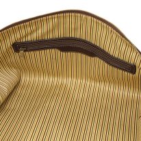 イタリア製ベジタブルタンニンレザーのボストンバッグ表ポケットTL VOYAGER（Lサイズ）、ダークブラウン