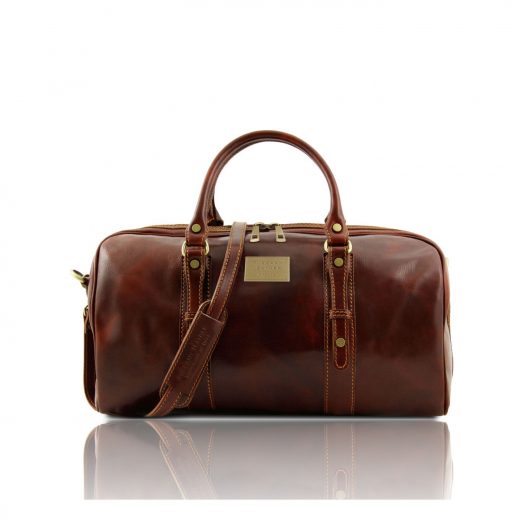 イタリア製ベジタブルタンニンレザーのボストンバッグFRANCOFORTE（Sサイズ）、ブラウン