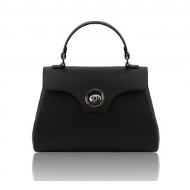イタリア製スムースレザー２WAYハンドバッグ TL BAG、ブラック