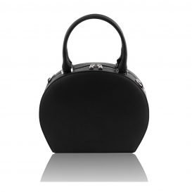 イタリア製スムースレザー2WAYハンドバッグ NINFA、ブラック