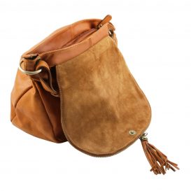 イタリア製ソフトレザーのタッセルつきショルダーバッグ（Mサイズ）TL BAG、詳細1