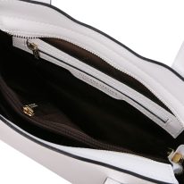 イタリア製スムースレザー2WAYトートバッグSサイズ OLIMPIA、ホワイト、詳細3