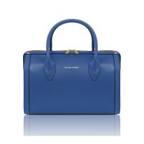 イタリア製スムースレザー2WAYミニボストンバッグELENA、ブルー