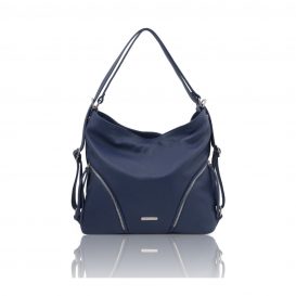 イタリア製シボ型押しレザー2WAYリュック＆ショルダーTL BAG、ダークブルー