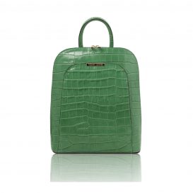 イタリア製クロコ型押しレザーの2WAYリュック TL BAG2、グリーン