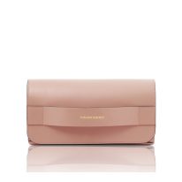 イタリア製スムースレザー2WAYクラッチ＆ショルダーバッグ GIULIA、ピンク