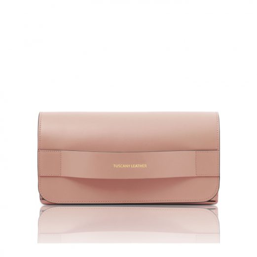 イタリア製スムースレザー2WAYクラッチ＆ショルダーバッグ GIULIA、ピンク