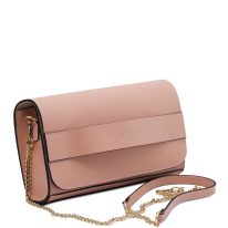 イタリア製スムースレザー2WAYクラッチ＆ショルダーバッグ GIULIA、ピンク、詳細1