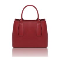 イタリア製スムースレザー2WAYハンドバッグ EBE、レッド