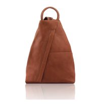 イタリア製ソフトレザーのリュック SHANGHAI、コニャック