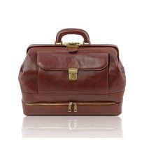 イタリア製ベジタブルタンニンレザーのドクターバッグ GIOTTO、ブラウン