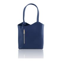 イタリア製サフィアーノレザー2WAYリュック＆ショルダーバッグ PATTY、ダークブルー