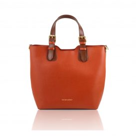 イタリア製サフィアーノレザー2WAYショルダーバッグ TL BAG、ブランデー