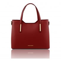 イタリア製スムースレザー2WAYトートバッグMサイズ OLIMPIA、レッド