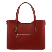 イタリア製スムースレザー2WAYトートバッグMサイズ OLIMPIA、レッド、詳細2