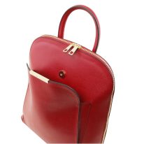 イタリア製サフィアーノレザーのリュック TL BAG、レッド、詳細2