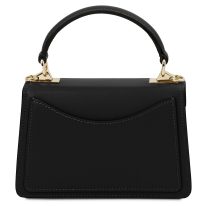 イタリア製スムースレザーのゴールドチェーンストラップ付ハグ TL BAG、ブラック、詳細2