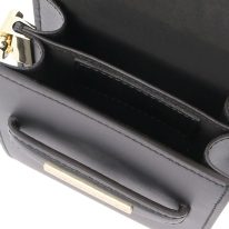 イタリア製スムースレザーのスマートフォン・ミニショルダーバッグTL BAG、ブラック、詳細2
