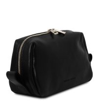 イタリア製ベジタブルタンニンレザーのポーチ OWEN、ブラック、詳細1