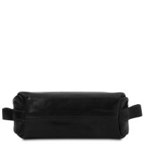 イタリア製ベジタブルタンニンレザーのポーチ OWEN、ブラック、詳細2