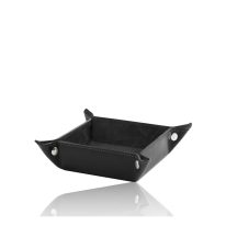 イタリア製ベジタブルタンニンレザーの小物入れ-Mサイズ、ブラック