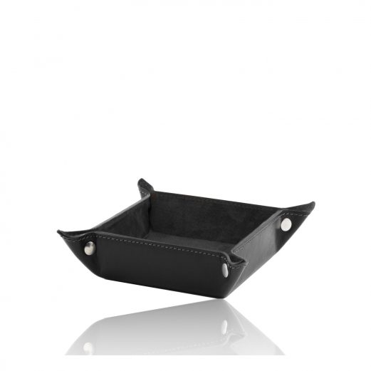 イタリア製ベジタブルタンニンレザーの小物入れ-Mサイズ、ブラック