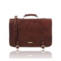 イタリア製マットなベジタブルタンニンレザーのメッセンジャーバッグ ANCONA、ブラウン イタリア製マットなベジタブルタンニンレザーのメッセンジャーバッグ ANCONA、ブラウン