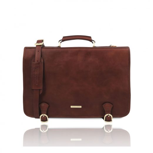 イタリア製マットなベジタブルタンニンレザーのメッセンジャーバッグ ANCONA、ブラウン イタリア製マットなベジタブルタンニンレザーのメッセンジャーバッグ ANCONA、ブラウン