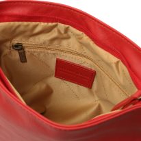 イタリア製ソフトレザーのタッセルつきショルダーバッグ（Sサイズ） TL BAG、レッド