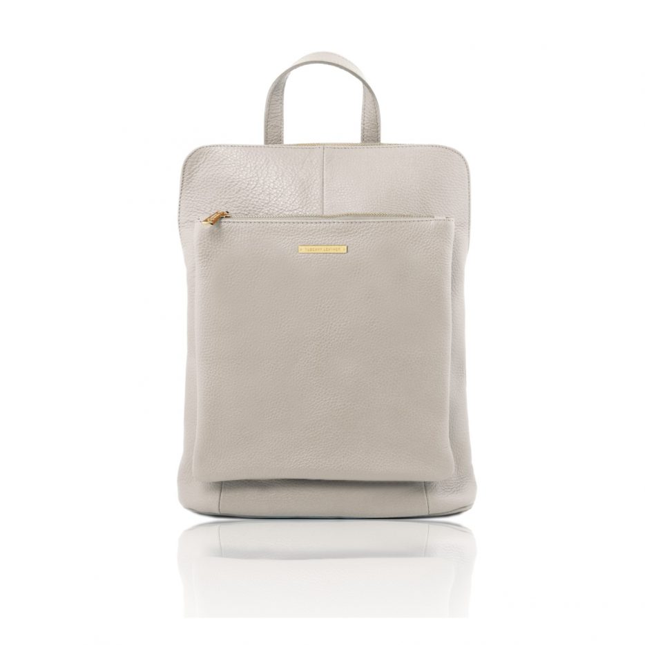 イタリア製シボ型押しレザー2WAYリュック・ショルダーバッグ TL BAG、ライトグレイ
