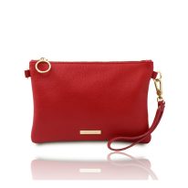 イタリア製シボ型押しレザーの2WAYクラッチ＆サコッシュバッグ TL BAG、ルージュ