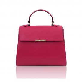 イタリア製パルメラートレザー2WAYハンドバッグ TL BAG、フーシャピンク