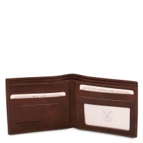 イタリア製フルグレインレザーのクレジットカード＆紙幣入れ財布、ダークブラウン、詳細1
