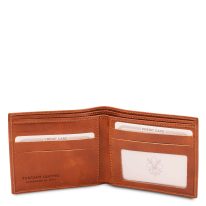イタリア製フルグレインレザーのクレジットカード＆紙幣入れ財布、ハニー、詳細1