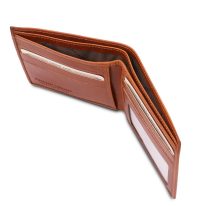 イタリア製フルグレインレザーのクレジットカード＆紙幣入れ財布、ハニー、詳細2