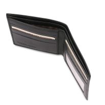 イタリア製フルグレインレザーのクレジットカード＆紙幣入れ財布、ブラック、詳細2