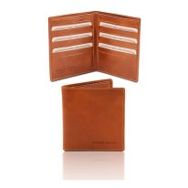 イタリア製フルグレインレザーのクレジットカード＆紙幣入れ財布、ハニー