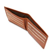 イタリア製フルグレインレザーのクレジットカード＆紙幣入れ財布、ハニー、詳細2