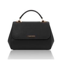 イタリア製パルメラートレザーのゴールドチェーンストラップ付ハンドバッグ TL BAG-Lサイズ、ブラック