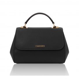 イタリア製パルメラートレザーのゴールドチェーンストラップ付ハンドバッグ TL BAG-Lサイズ、ブラック