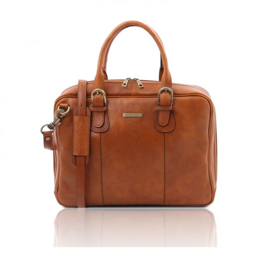 イタリア製マットなベジタブルタンニンレザーのビジネスバッグ MATERA、ナチュラル