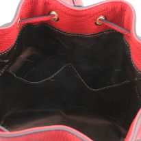 イタリア製シボ型押しレザー2WAY巾着バッグ TL BAG、ルージュ、詳細4