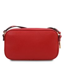 イタリア製シボ型押しレザーのクロスボディバッグ TL BAG、ルージュ、詳細2