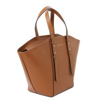 イタリア製パルメラートレザーのトートバッグ TL BAG、コニャック、詳細1