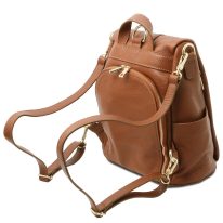 イタリア製防犯リュック&ショルダーバッグ/シボ型押しレザー TL BAG、コニャック、詳細2