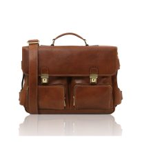イタリア製ベジタブルタンニンレザーのビジネスバッグ VENTIMIGLIA、ブラウン