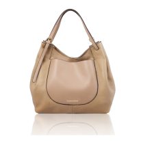 イタリア製シボ型押しレザーのショルダーバッグ CINZIA、シャンパーニュ