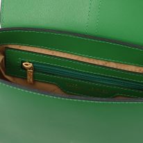 イタリア製スムースレザー2WAYバッグ NAUSICA、グリーン、詳細3