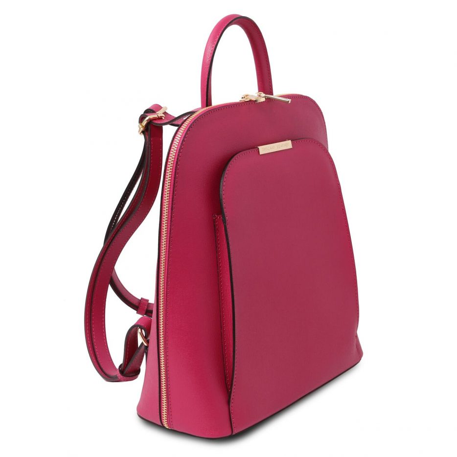 イタリア製サフィアーノレザーのリュック TL BAG、フーシャピンク、詳細1